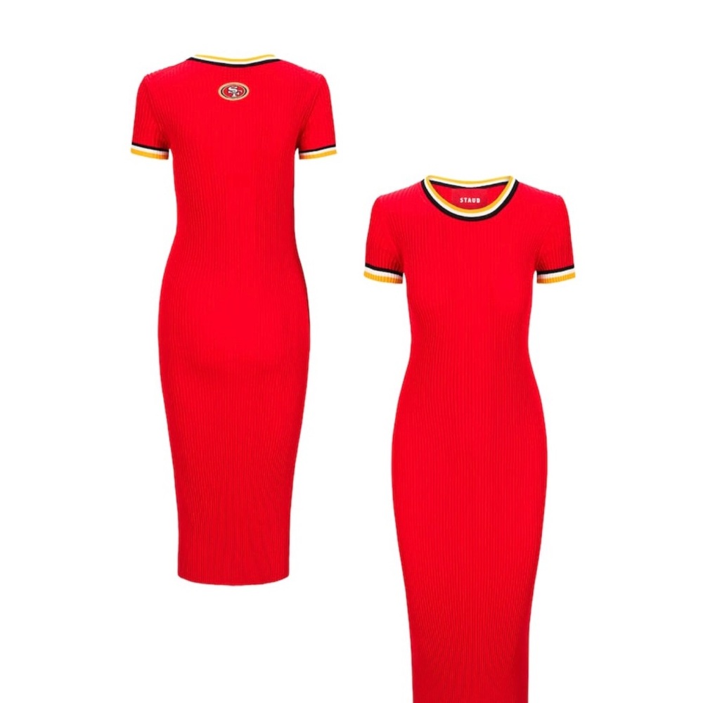 Staud 49er Red Midi Dress